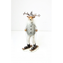 Figurka Renifer  zimowy skandynawski z nartami 28cm